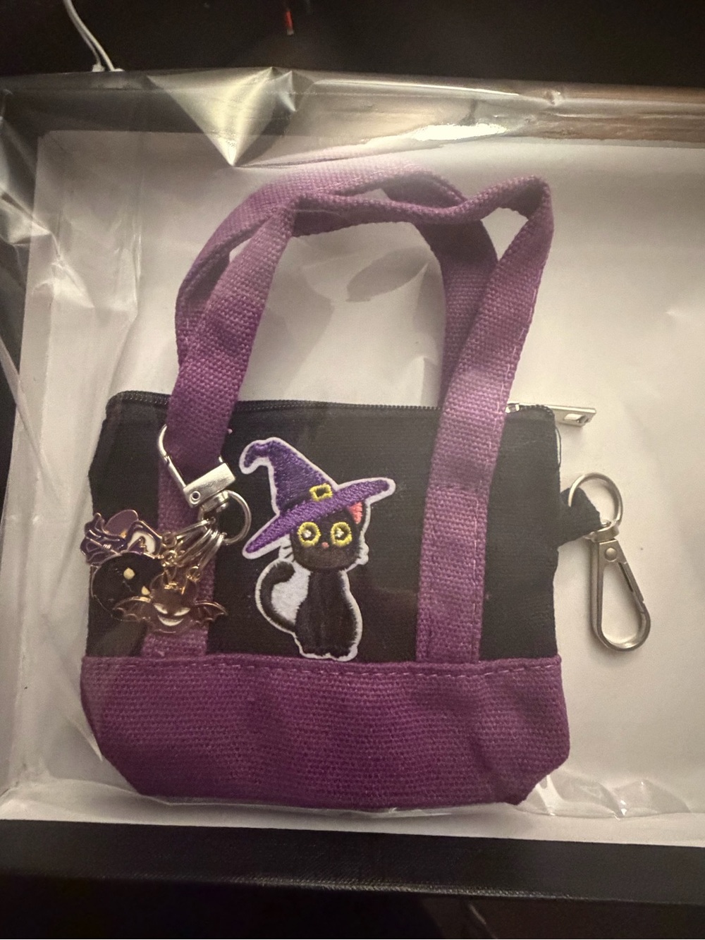 Halloween Mini Tote Bag with charms & embroidered patch